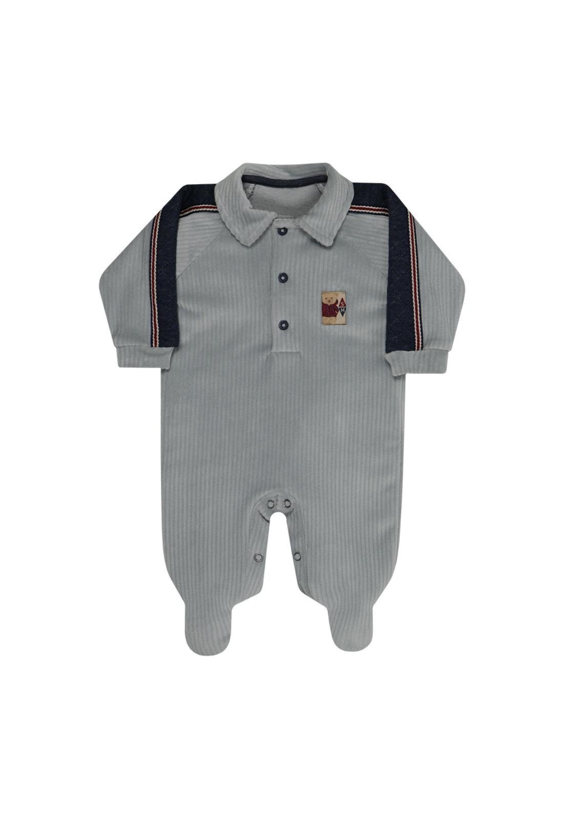 Infantil - Macacão Longo Cinza Canelado Menino Sonho Mágico P Cinza
