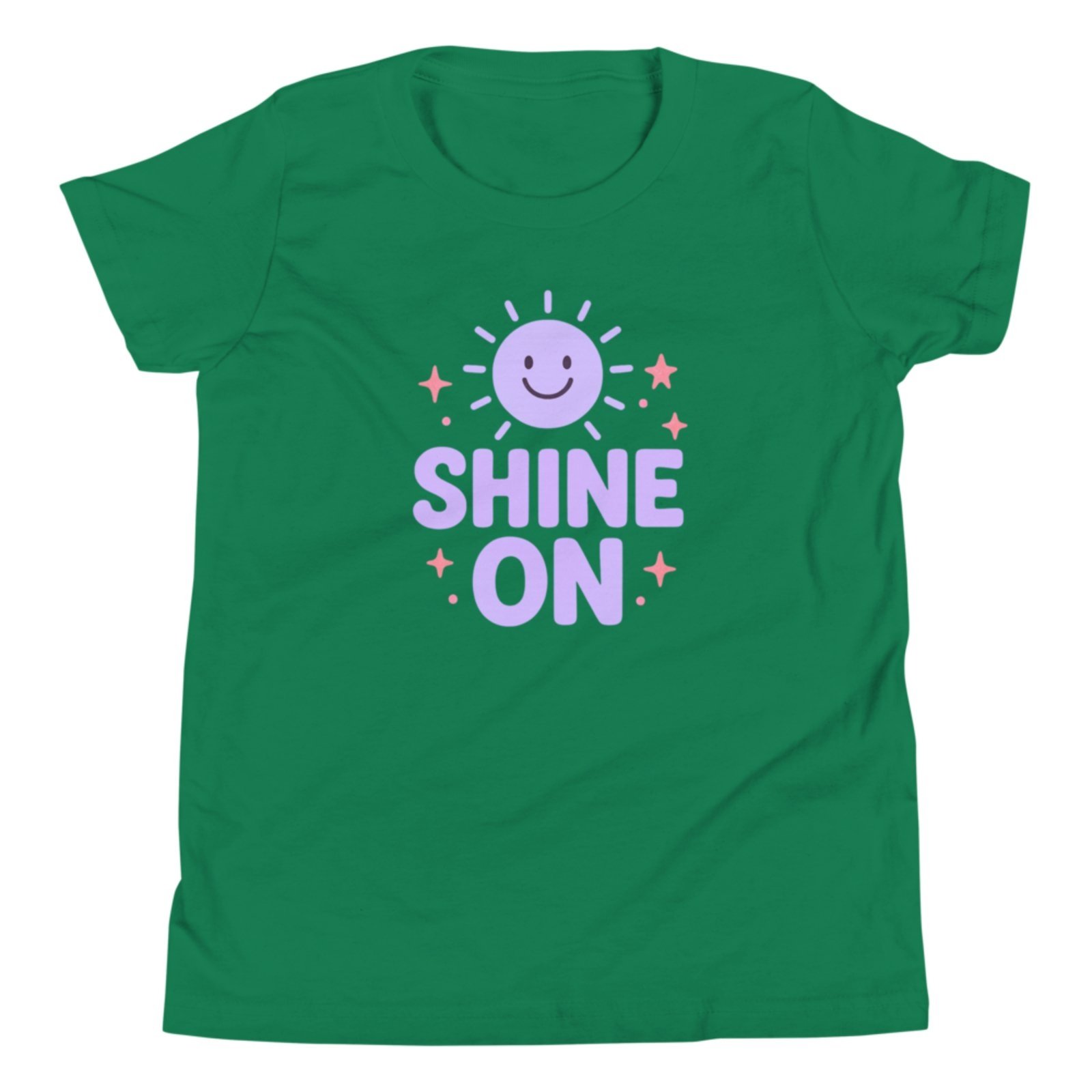 Infantil - Camiseta Blusa Manga Curta Urbania Algodão Verde Escuro estampa shine on continue brilhando