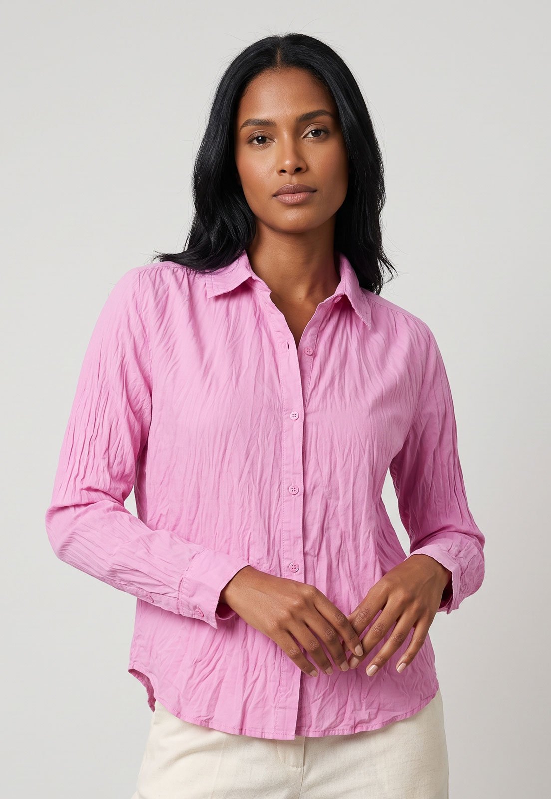 Camisa Feminina Cantão Voil Classic Rosa
