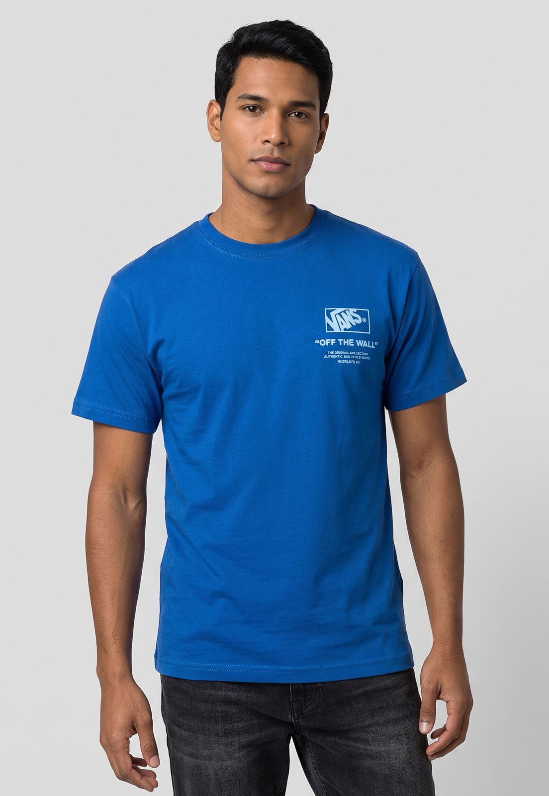 Camiseta Masculina Vans Stacked Hi SS Tee Azul
