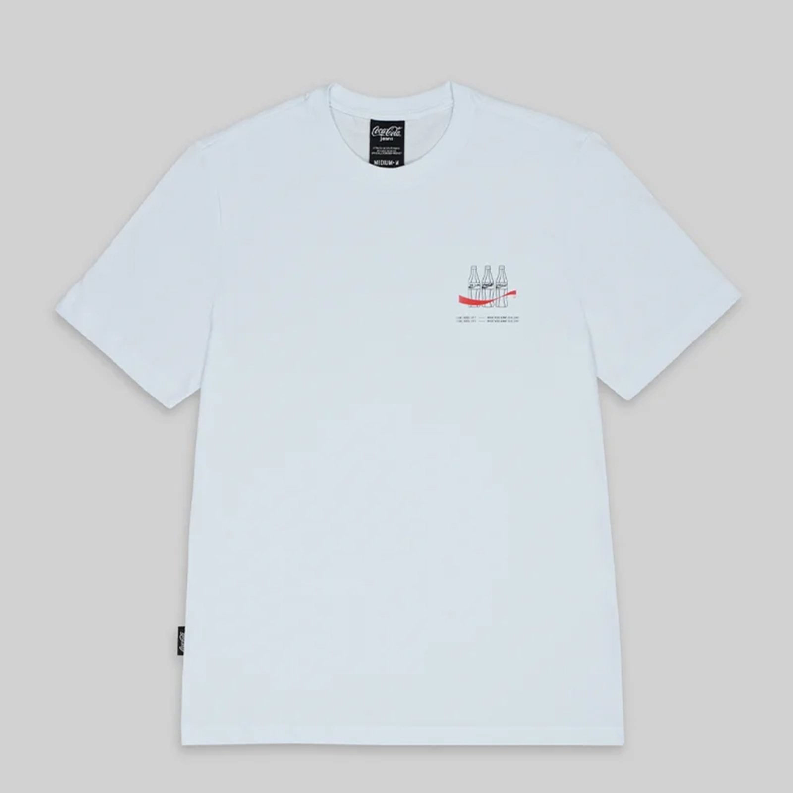 Camiseta Masculina Comfort Bottle And Wave Coca-Cola Jeans Branco Óptico