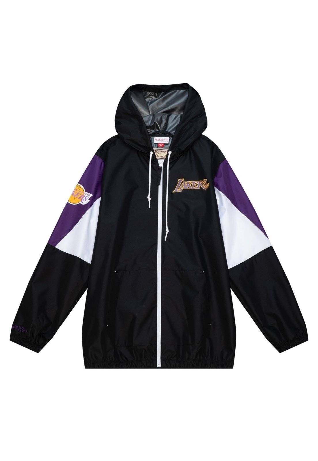 Jaqueta Mitchell & Ness NBA Throw It Back Full Zip Windbreaker Los Angeles Lakers Preta