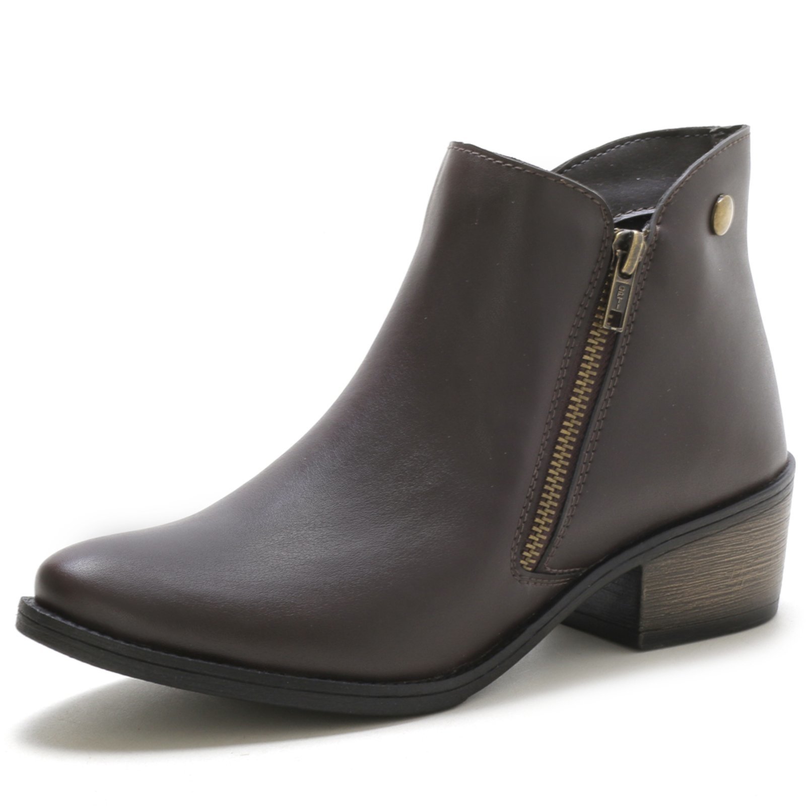 Bota Feminina Bredeni Cano Curto Com Zíper Café