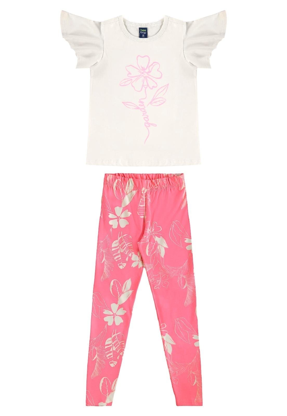 Infantil - Conjunto Floral Blusa Legging Bee Loop Off-White
