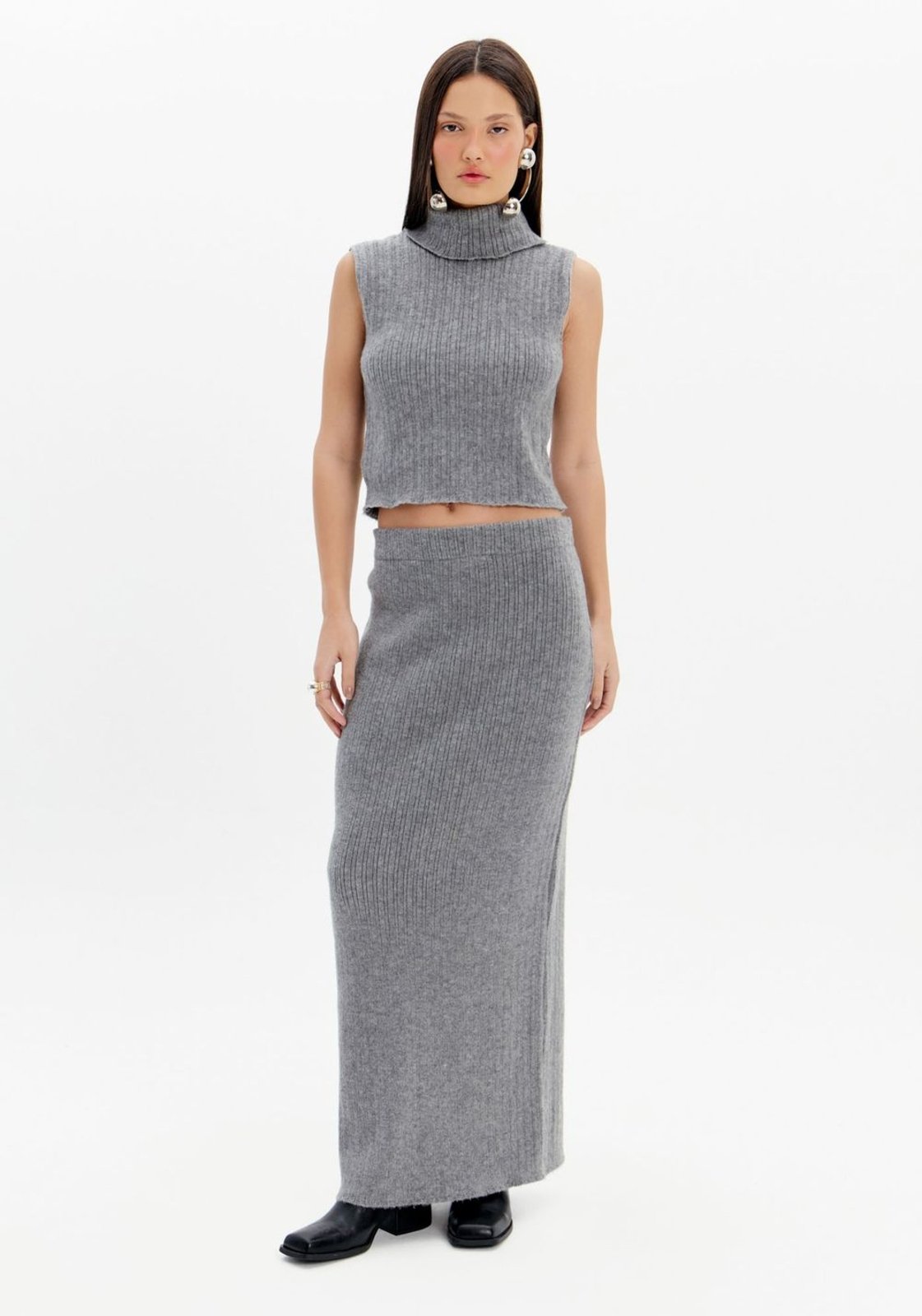 Saia Midi Com Fenda Tricot My Favorite Things