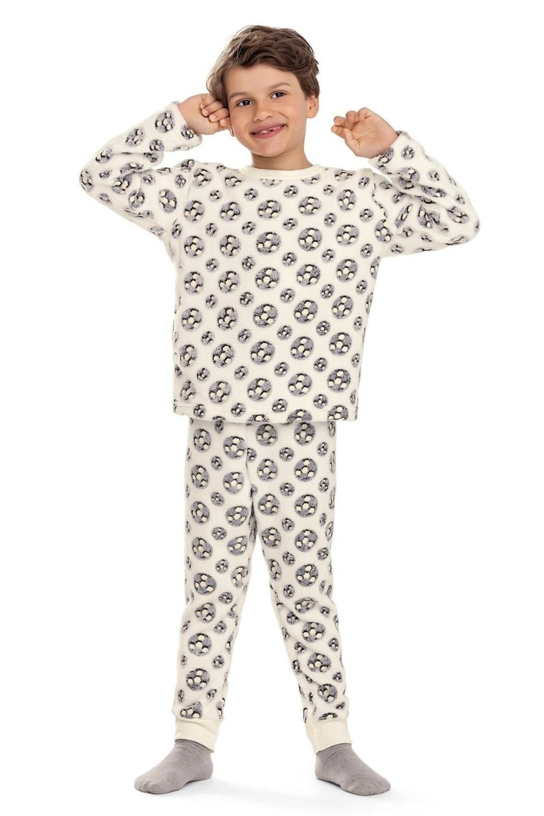 Pijama Menina Peluciado Flores Elian Bege