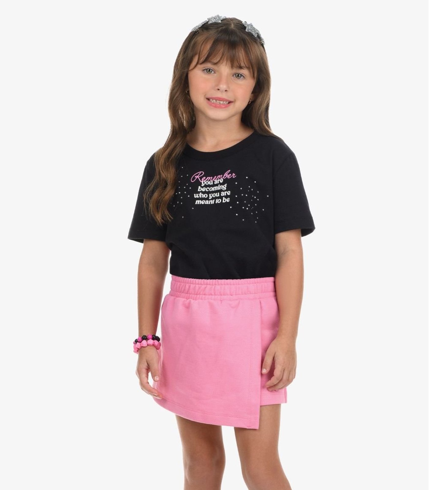 Infantil - Conjunto Blusa com Shorts Saia Rovi Preto