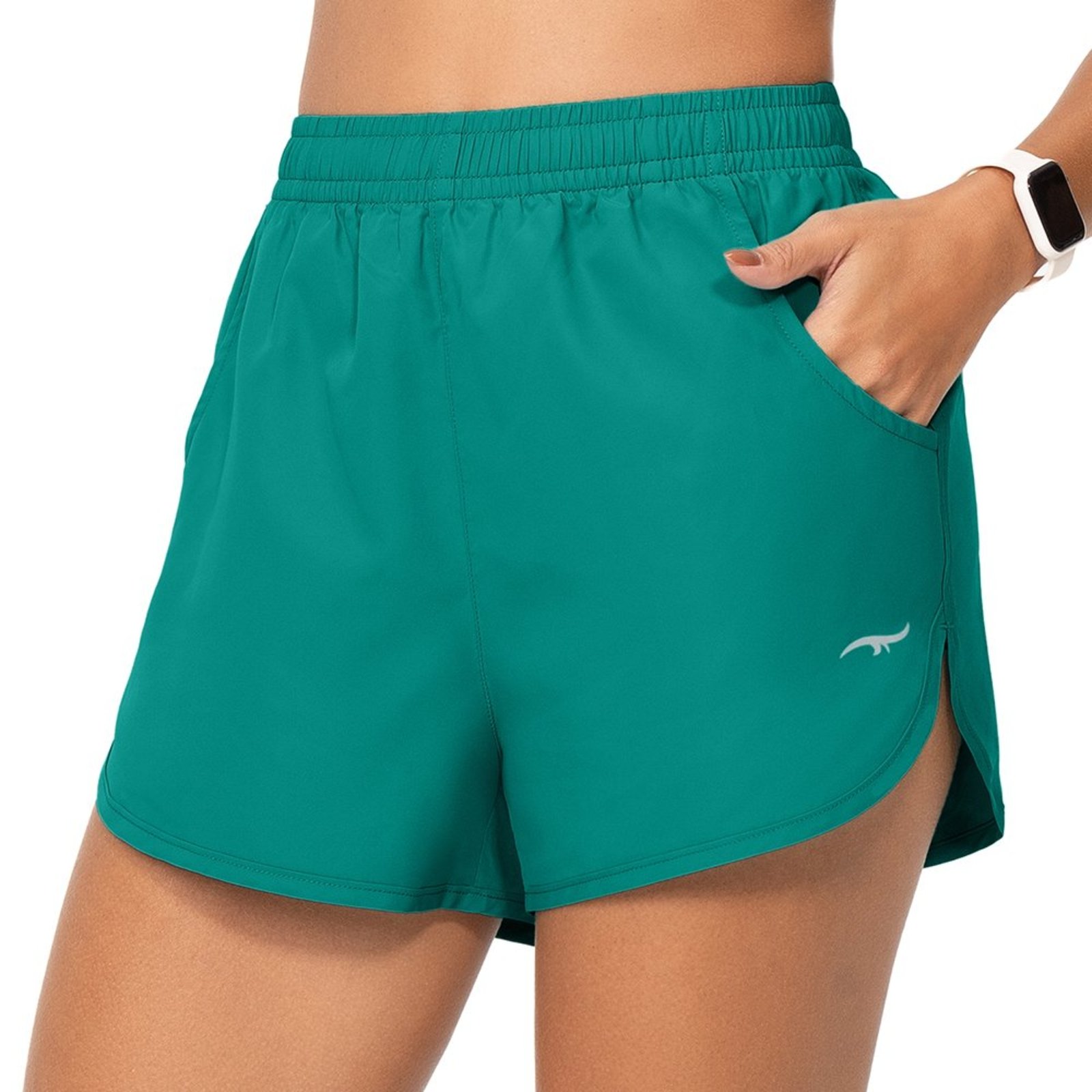 Short Fitness com Bolso e Fenda Lateral Verde