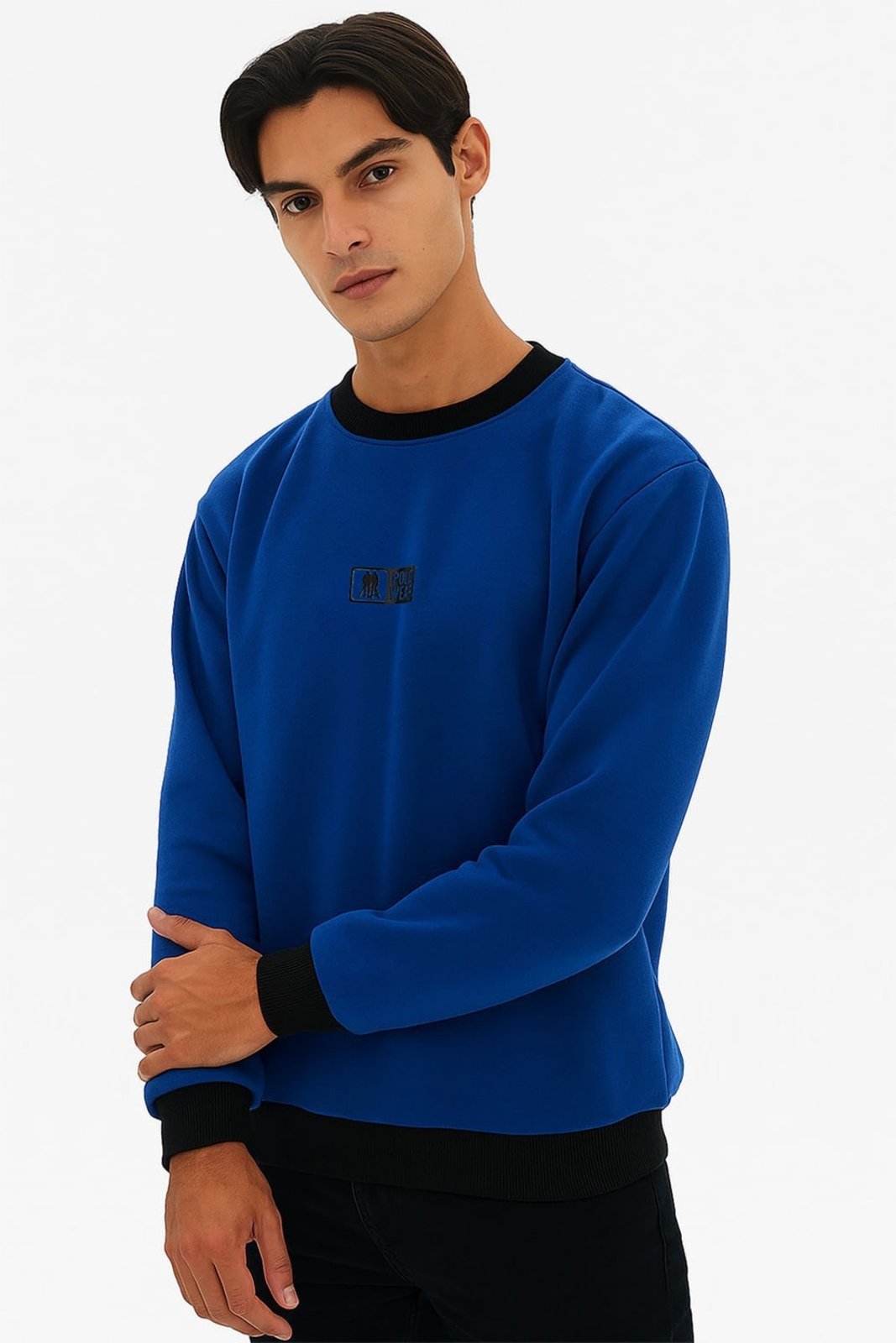 Blusa Moletom Masculina Gola Careca Polo Wear Azul Claro