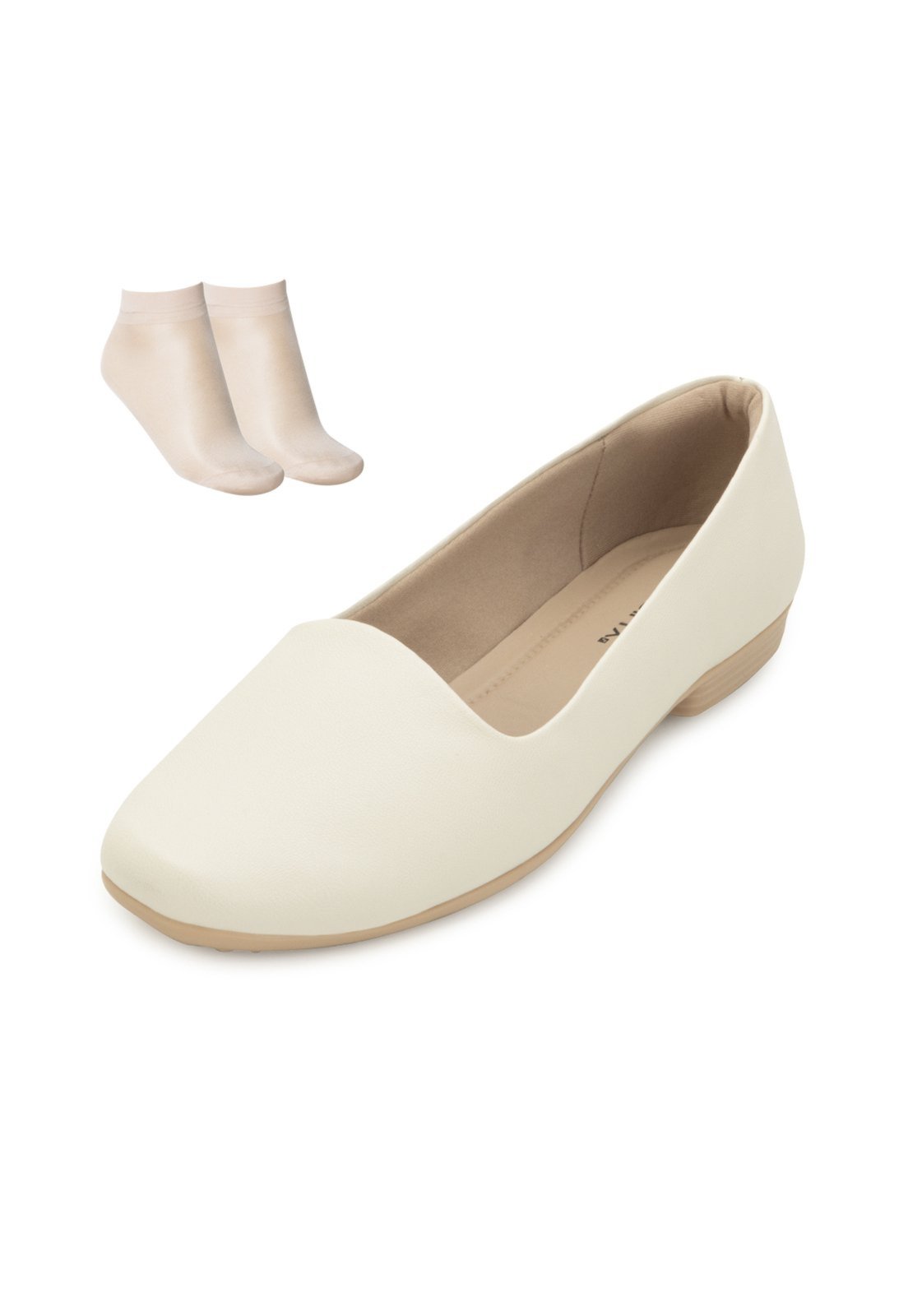 Vista 2 Sapatilha Piccadilly e Meia PD25-25013 Creme bege Piccadilly bege