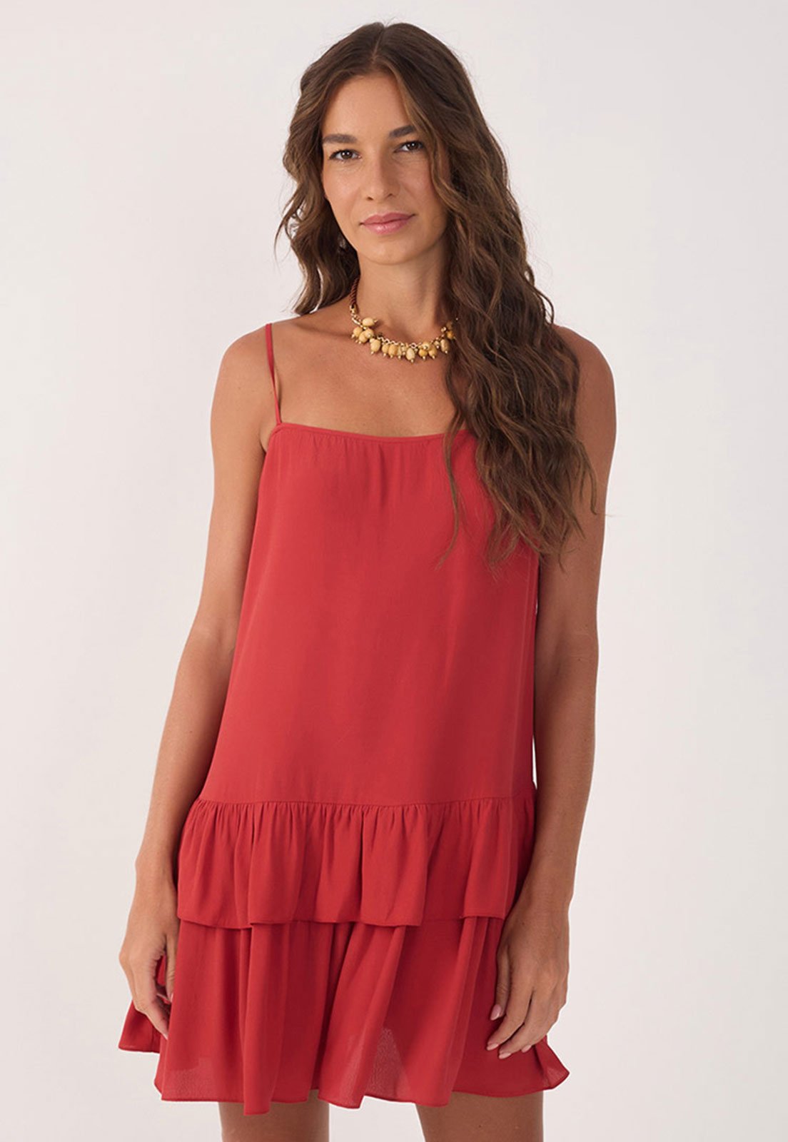 Vestido Dress To Curto Babado Vermelho