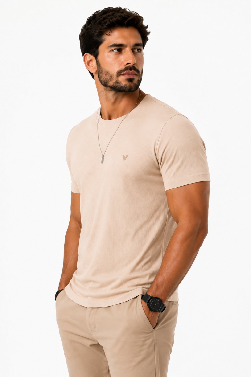 Camiseta Masculina D Bell Outlet Fashion Areia
