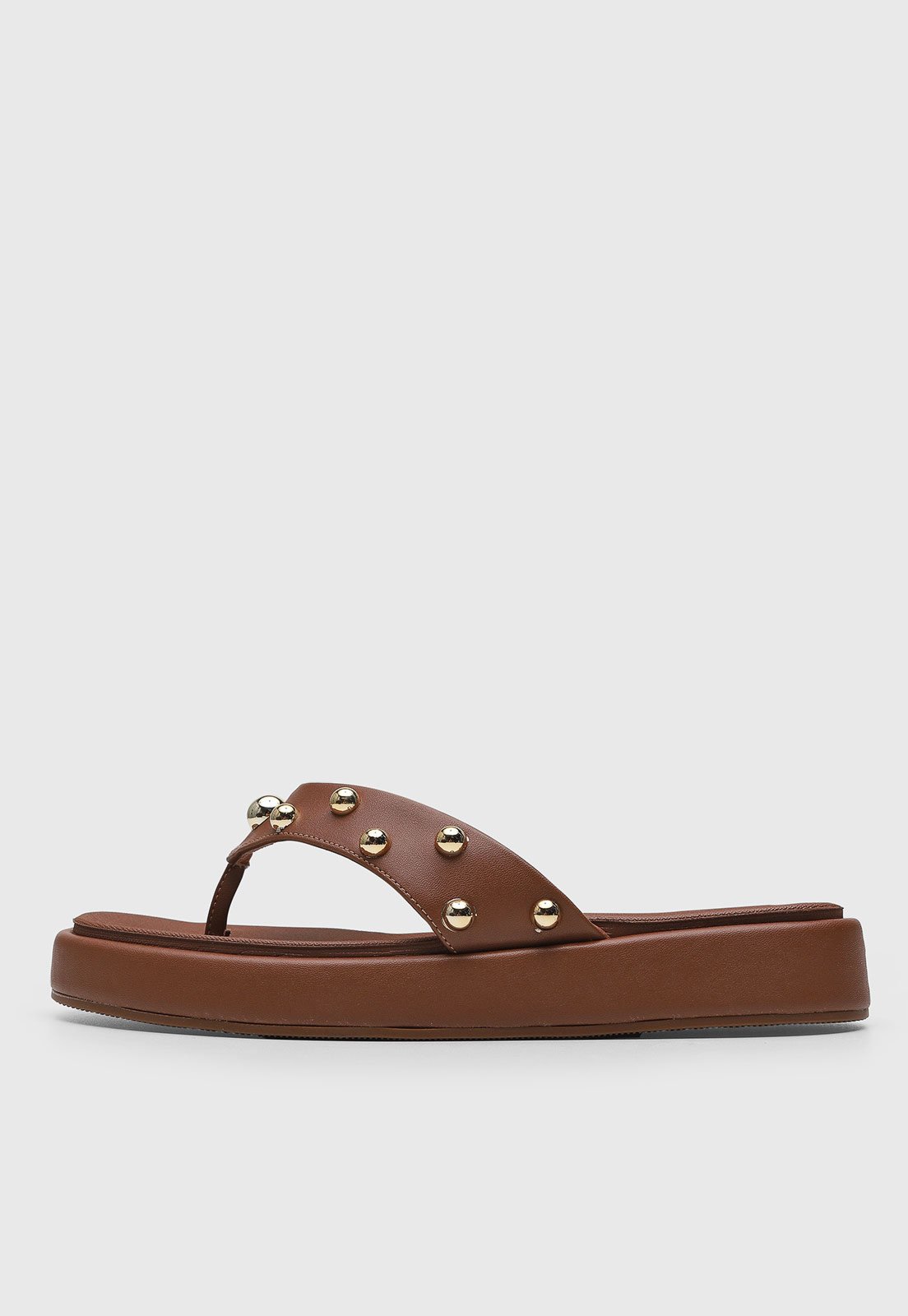 Sandália Feminina Vizzano Tachas Douradas Marrom