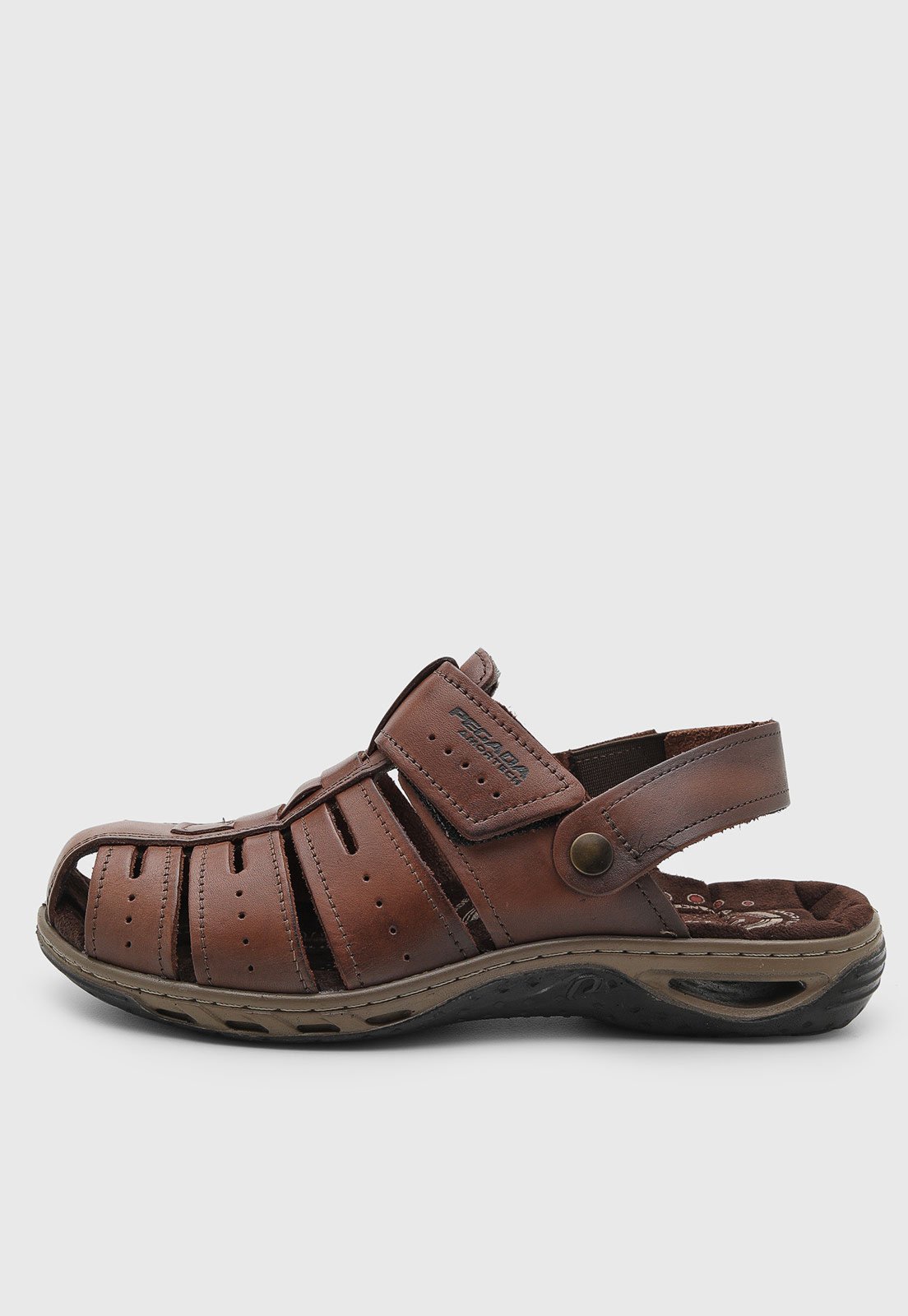 Sandália Masculina Pegada Marrom Fechamento Velcro