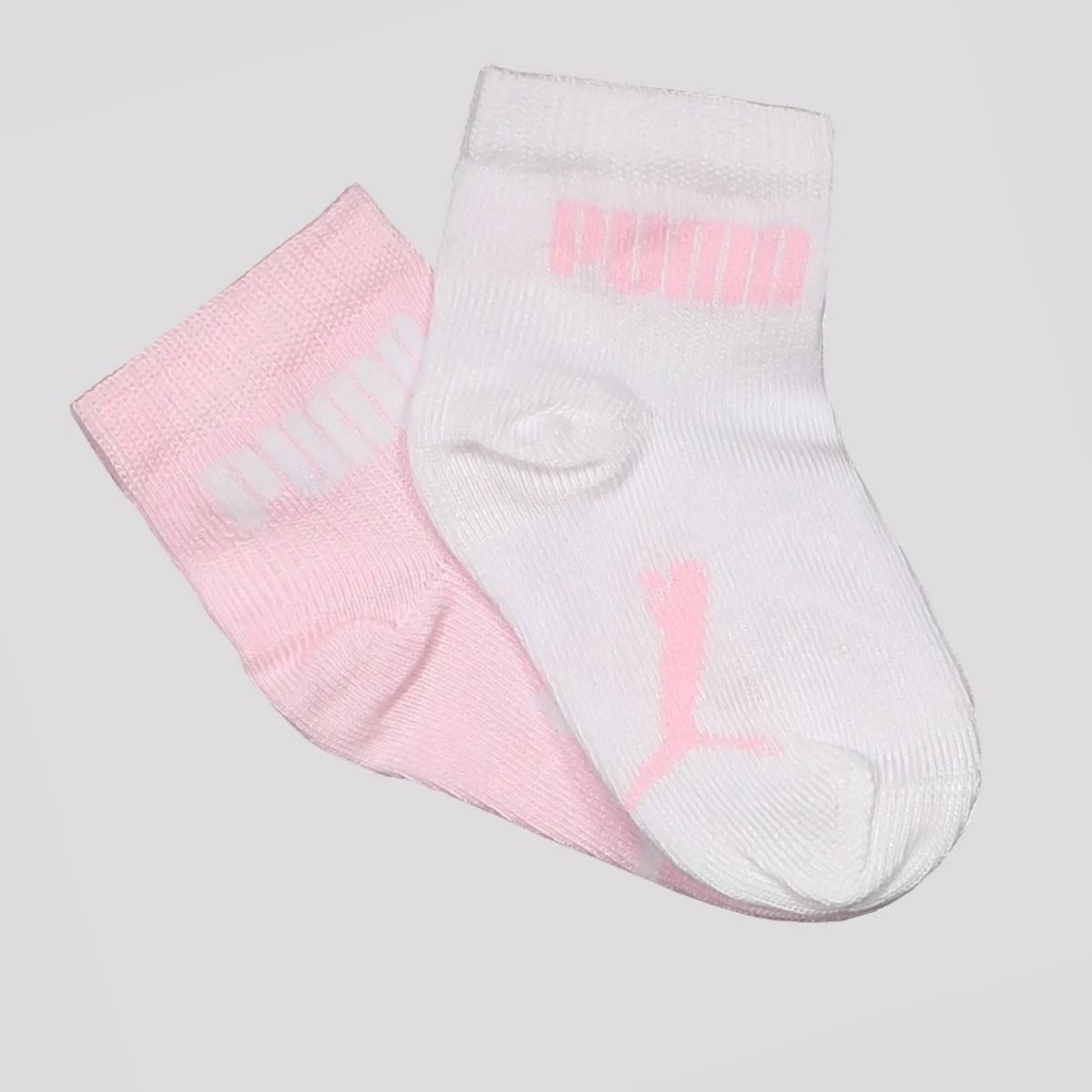 Vista 3 Kit Meia Puma Cano Médio 6 Pares Branca e Rosa branco rosa Puma branco rosa