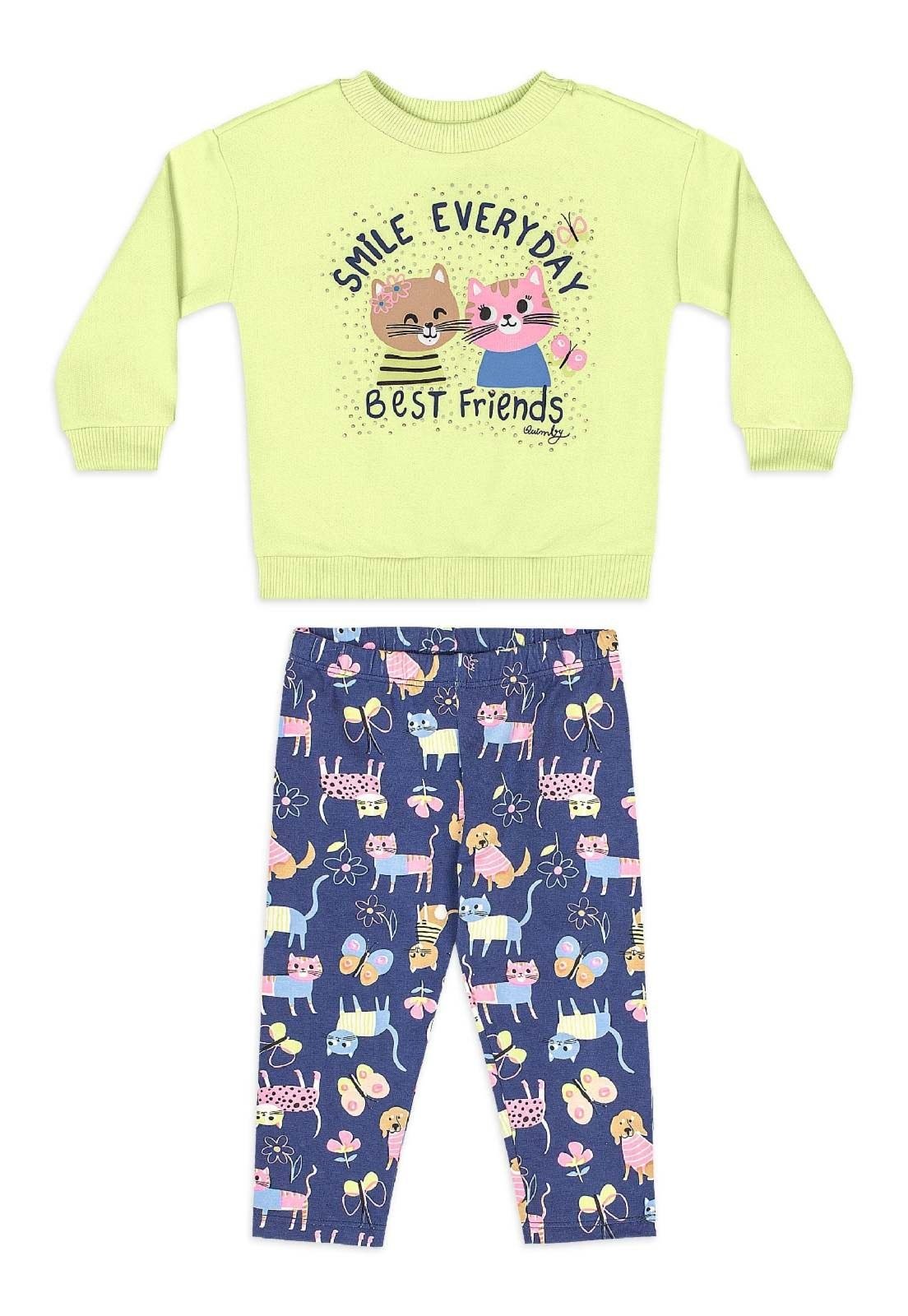 Infantil - Conjunto Inverno Blusão Legging Quimby Rosa