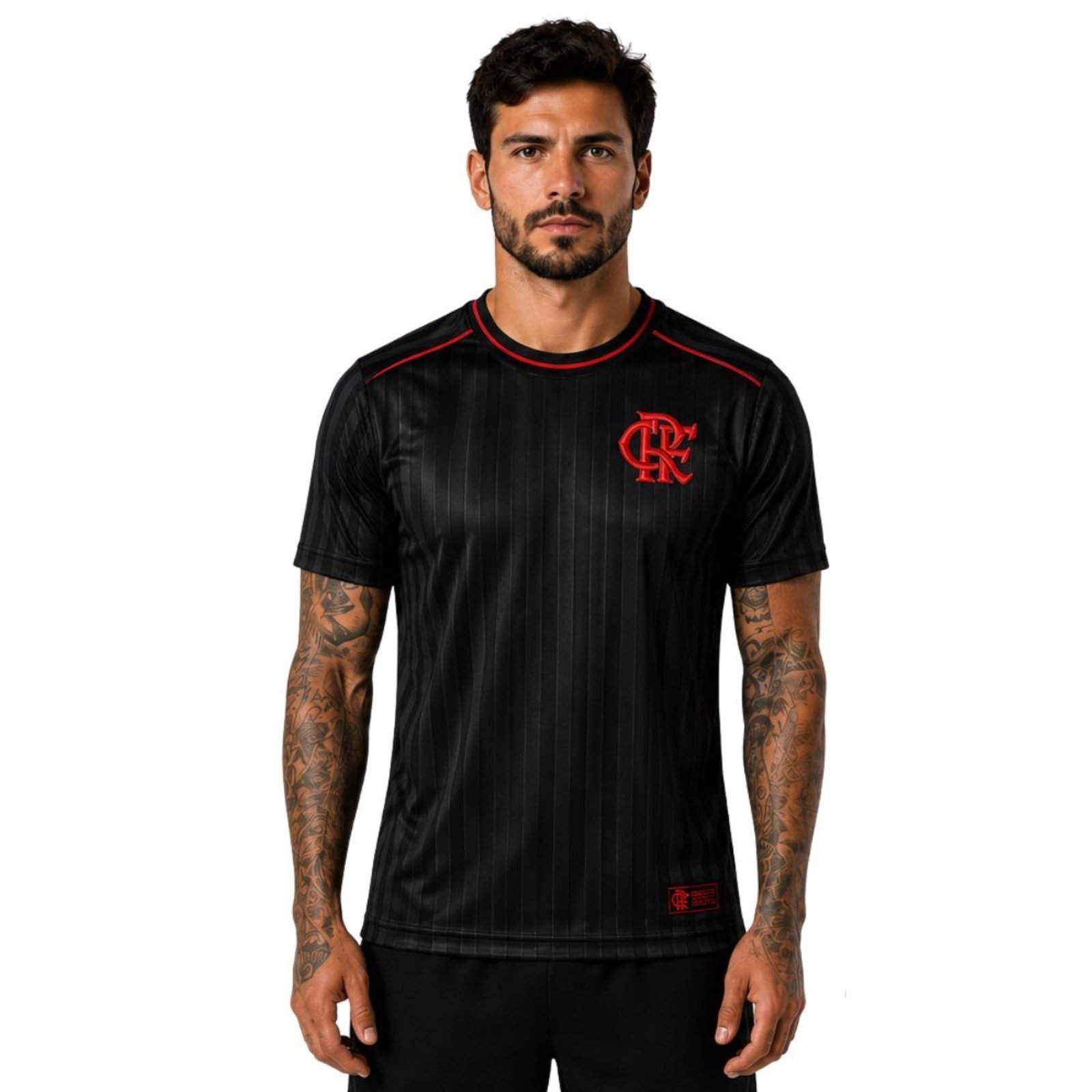 Camiseta Flamengo Masculina TPU Black Dry Fit Licenciada Futebol Premium Preto