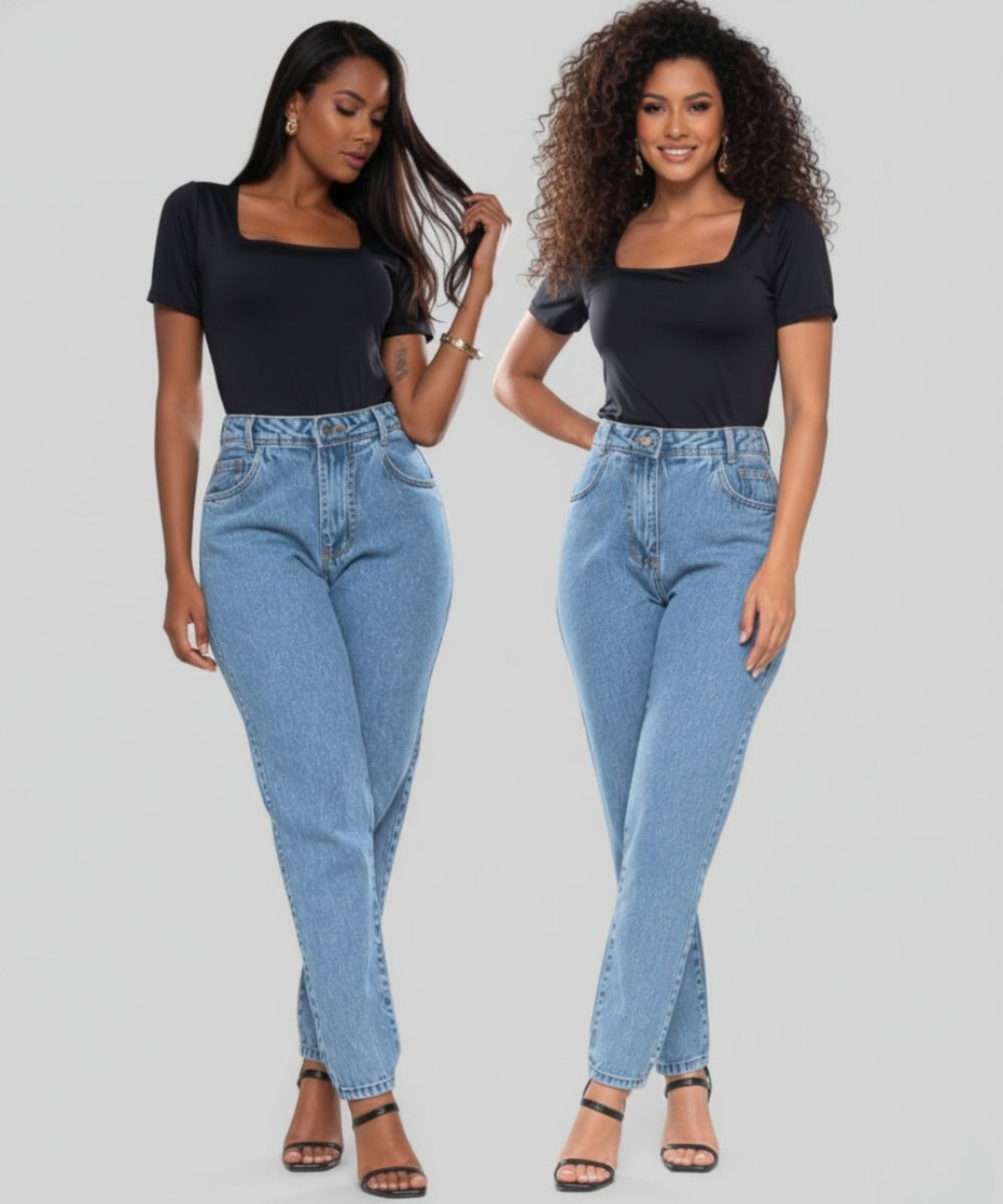 Calça Jeans Feminina Mom Alpha Street Wear Fashion e Confortavel Estilo Blogueira Azul Claro