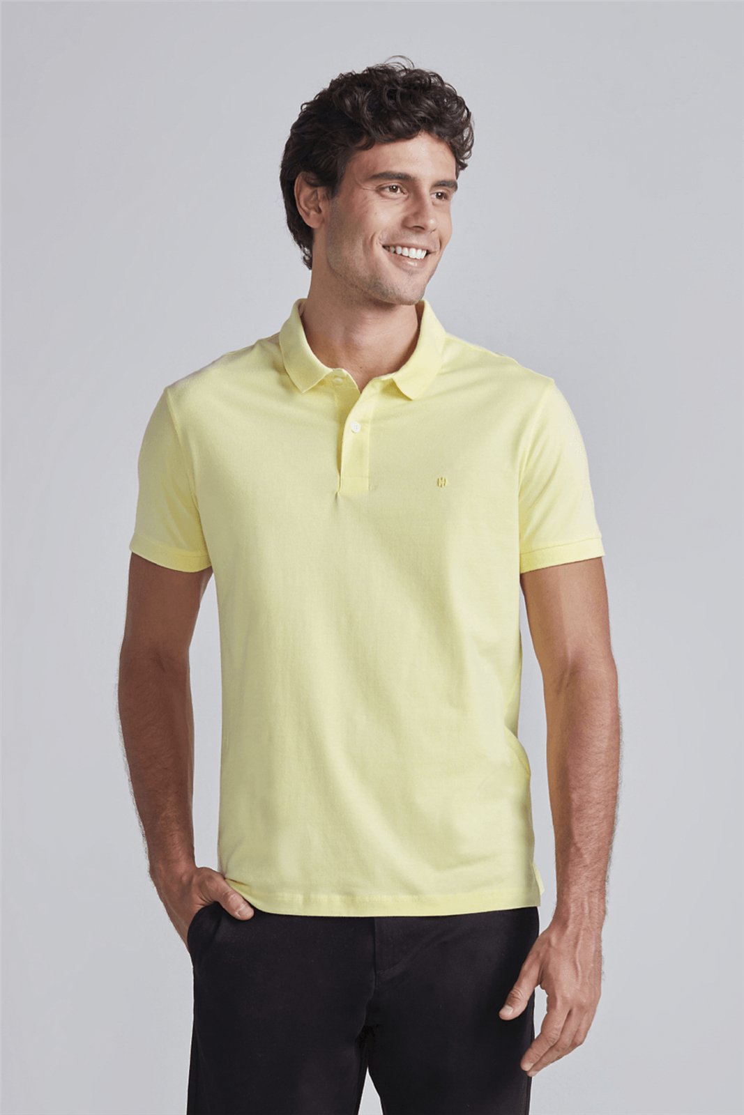 HIGHSTIL Polo Manga Curta Premium Malha Slim Fit - Amarelo Manteiga