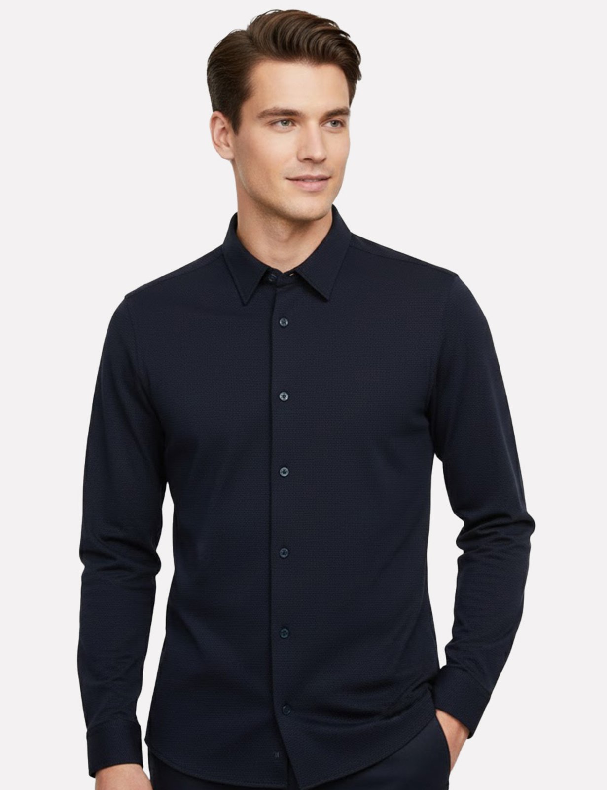 Vista 2 Camisa Hugo Boss Masculina Slim Fit P-Roan-K-F-261 azul marinho azul marinho