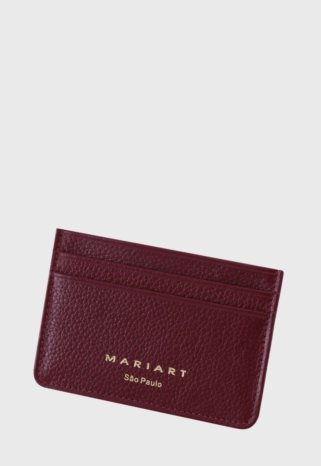Vista 2 Porta-Cartão Couro Mariart Babaçu Rubi Mariart vinho