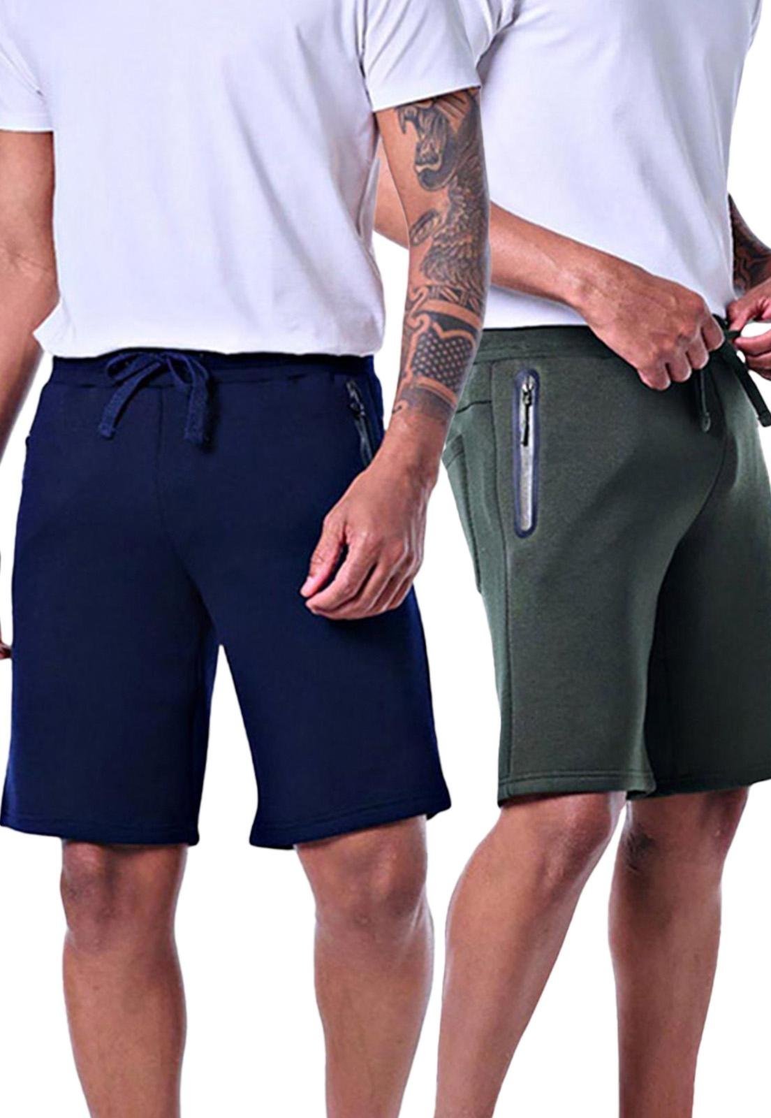 Kit 2 Bermudas Moletom Masculinas Azul