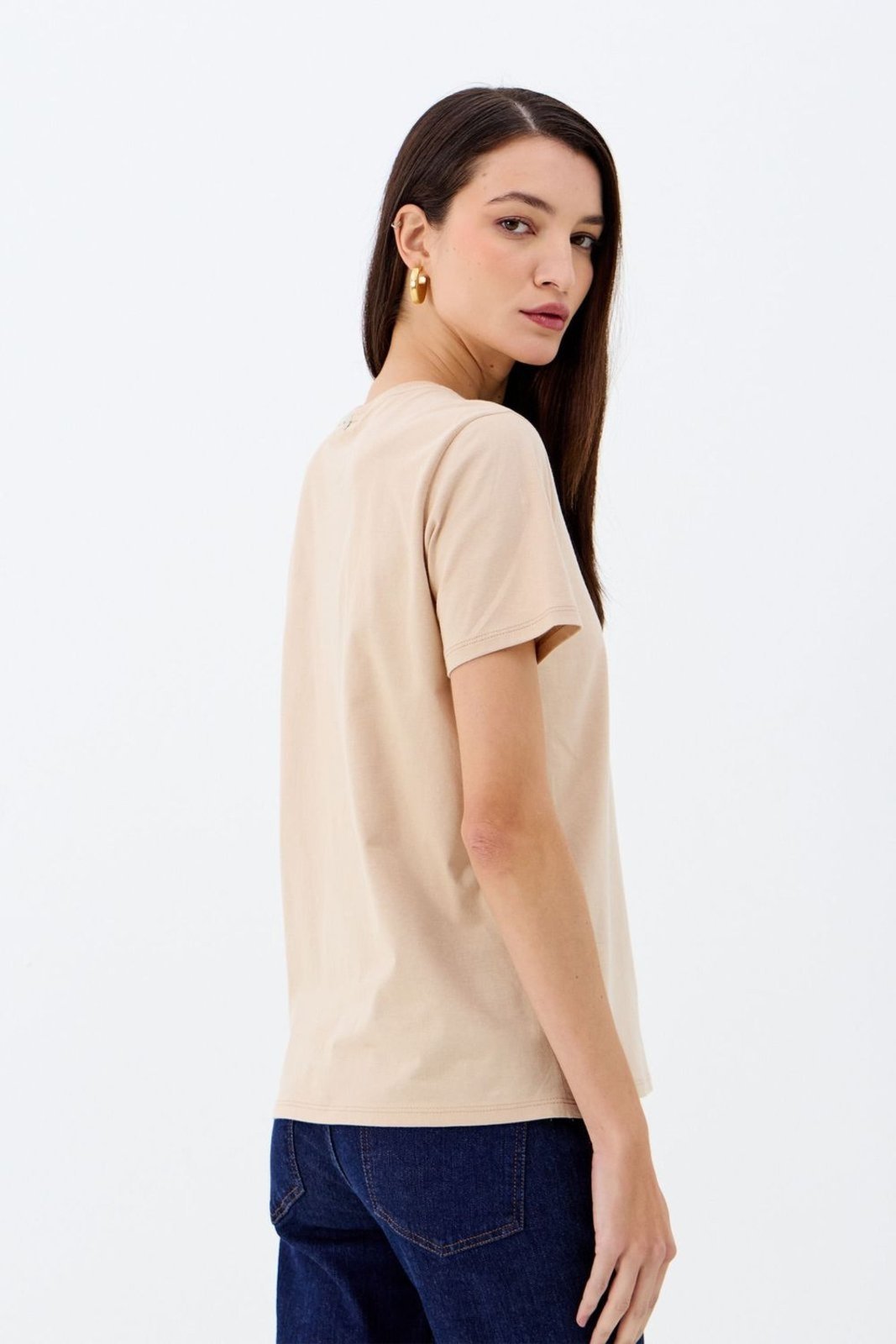 Vista 3 T-shirt Lettering Metalizado ACT FEMININO preto ACT FEMININO preto