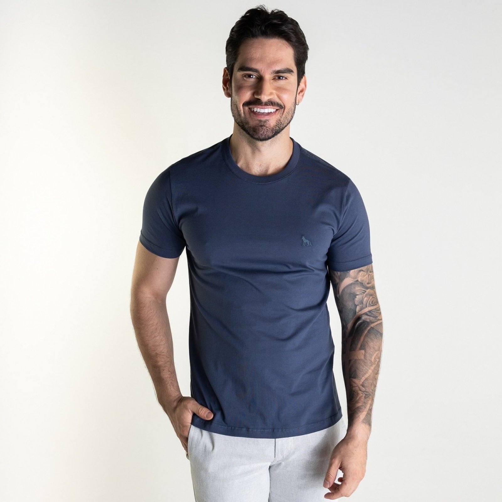 Camiseta Acostamento Casual Azul Navy