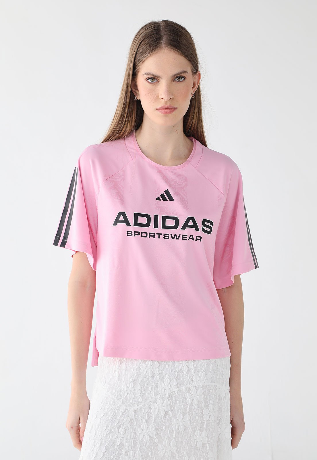 Camiseta Feminina adidas Sportswear W Tiro Q3 Rosa