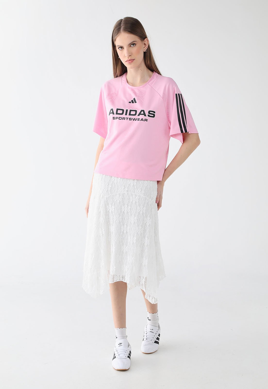Vista 3 Camiseta Feminina adidas Sportswear W Tiro Q3 rosa adidas Sportswear rosa