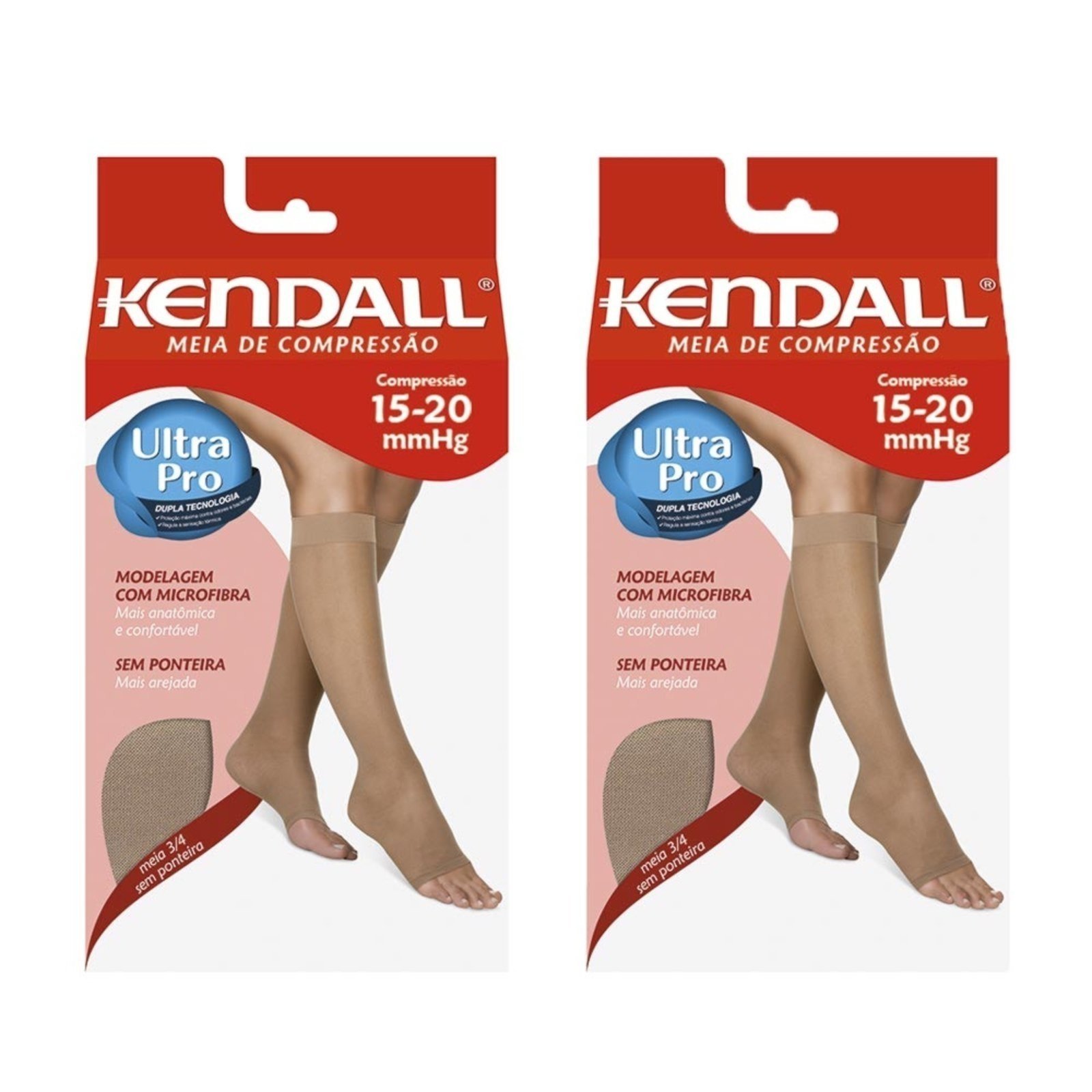 Kit com 2 Meias Kendall 3/4 Média Compressão sem Ponteira – 1871 Mel