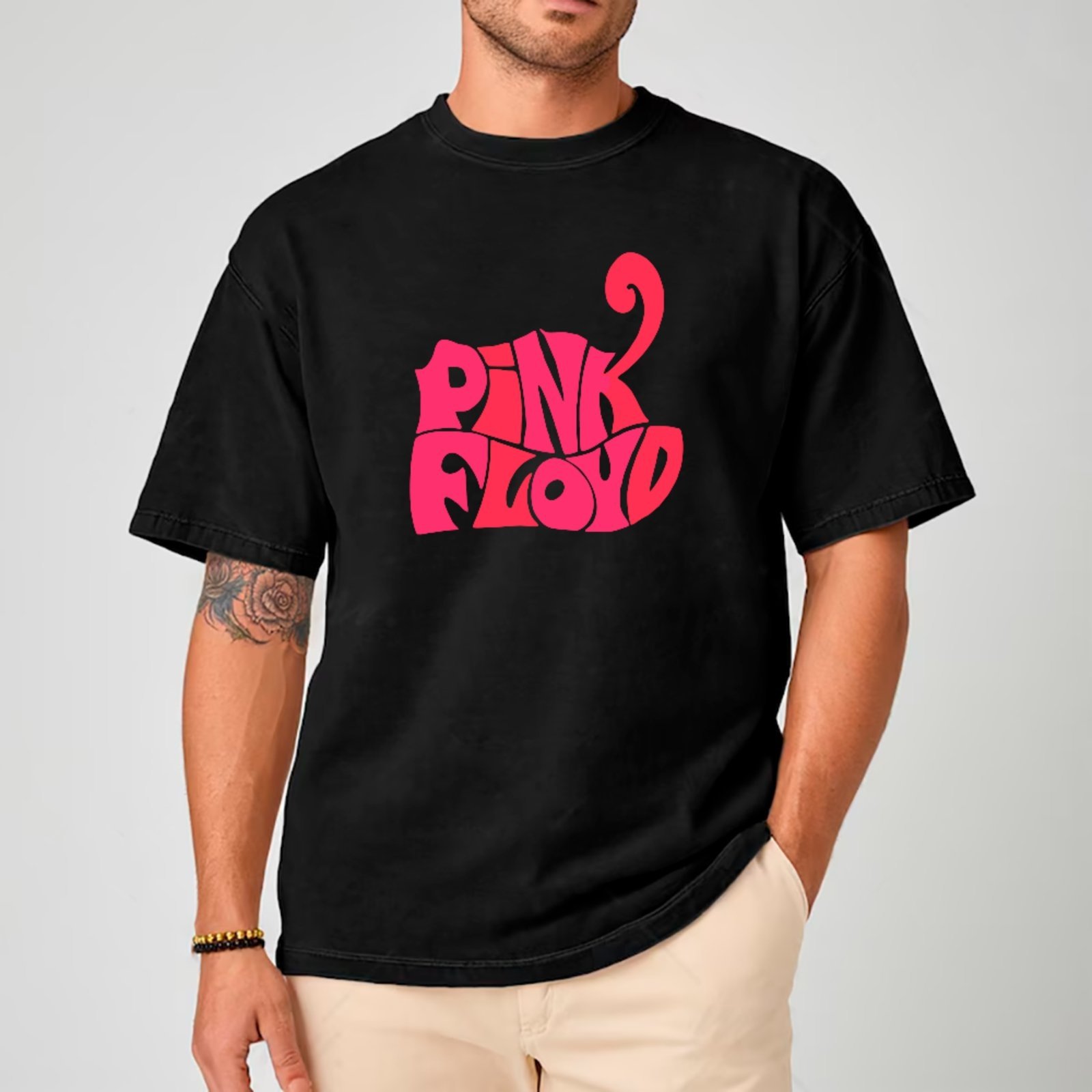Camiseta Ousy Básica Logo Pink Floyd Unissex Preto