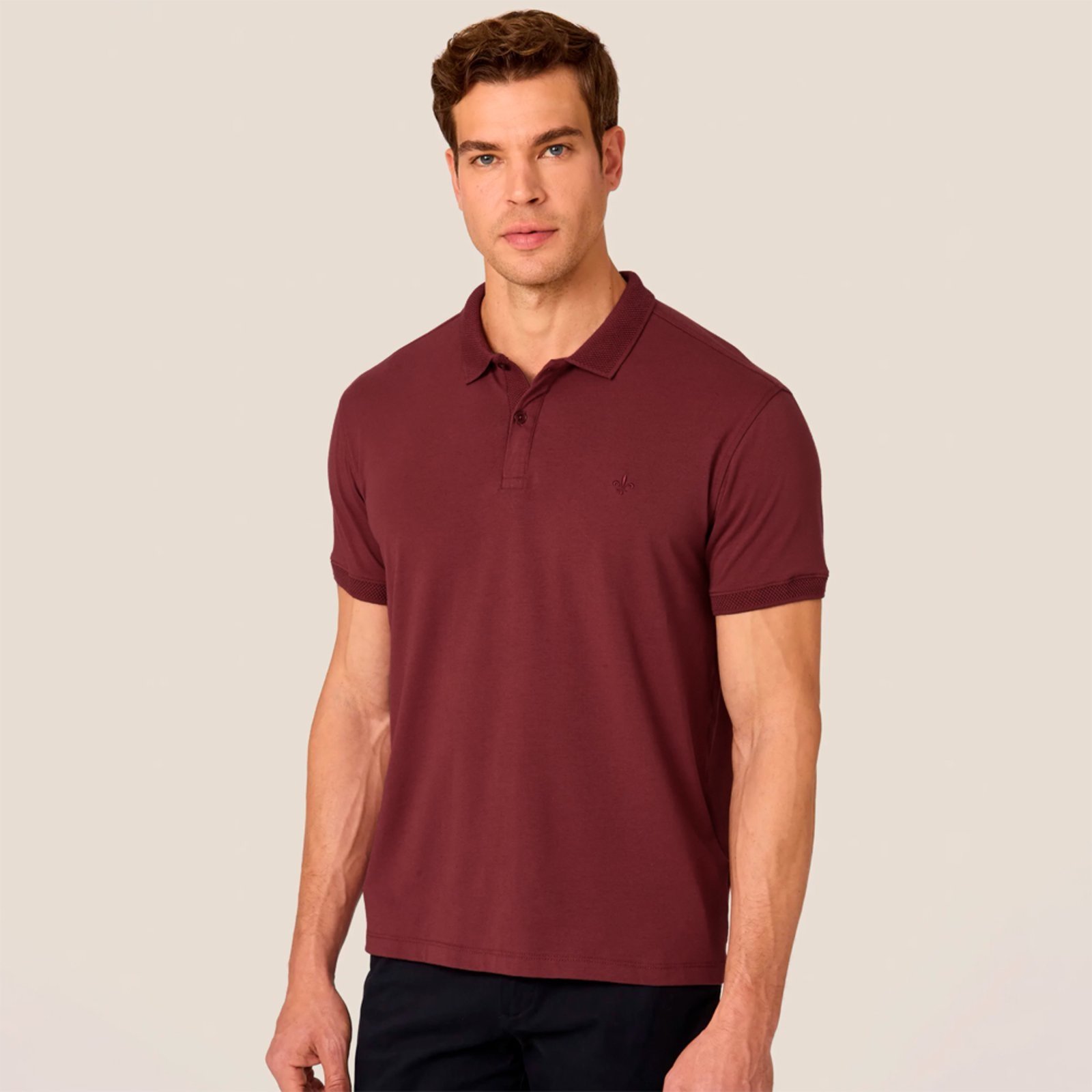 Camisa Polo Dudalina Retilinea Favo Pr26 Bordô Masculino