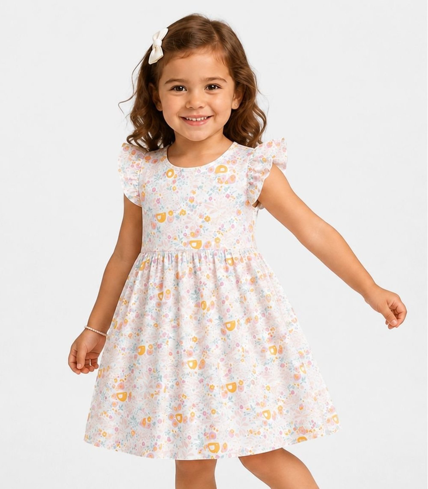 Vestido Feminino Estampado Em Malha Cotton Select Rosa
