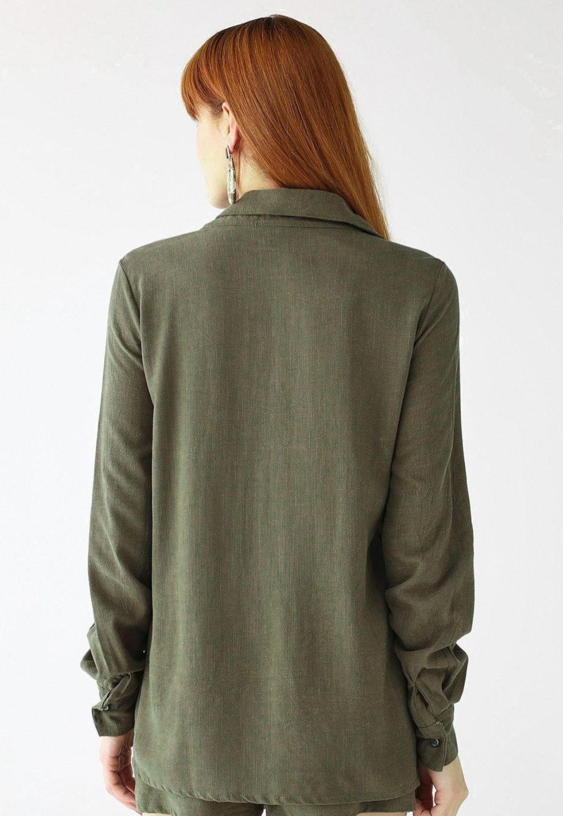 Vista 3 Camisa Feminina Levosch De Linho 77VS LEVOSCH verde militar 77VS LEVOSCH verde militar