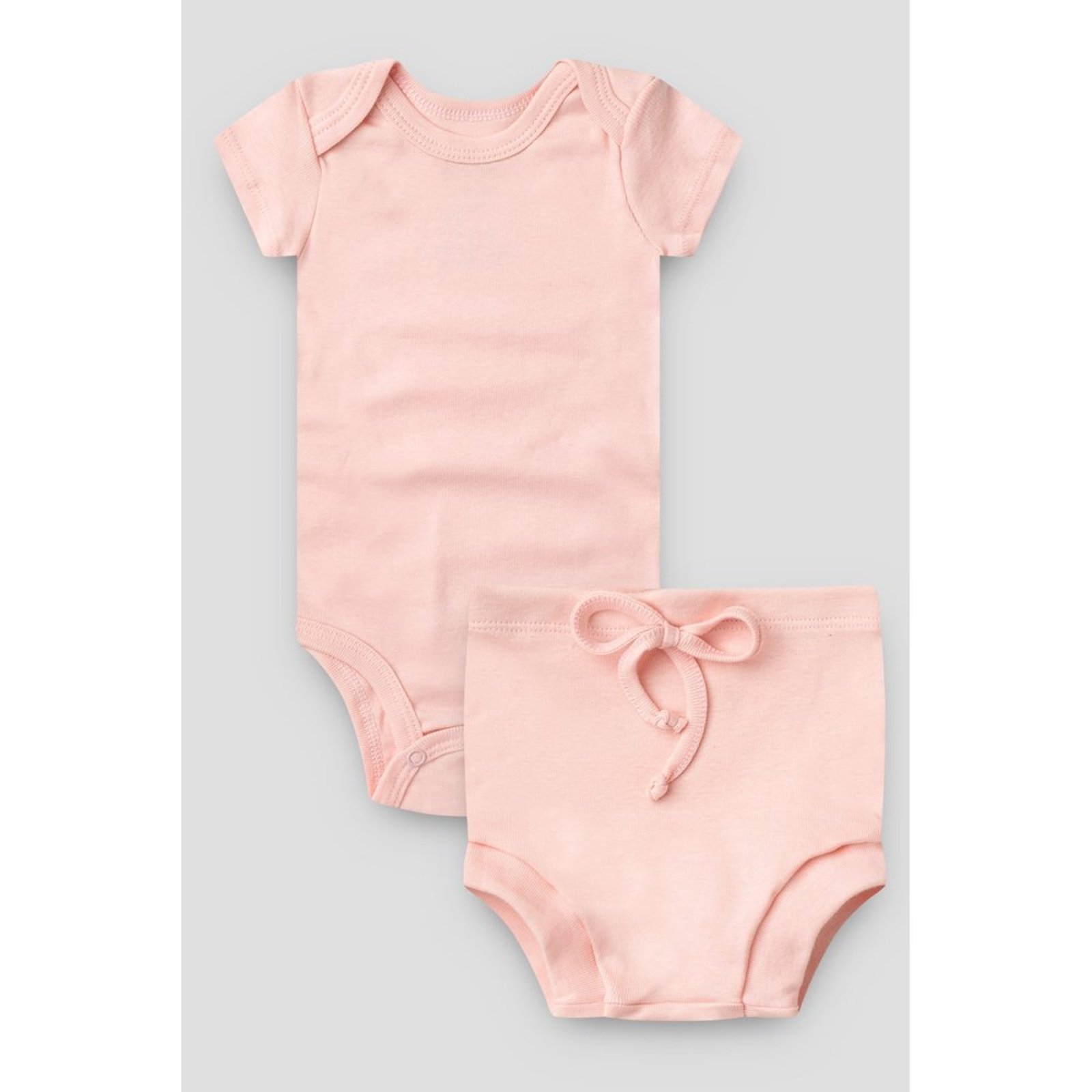 Infantil - Conjunto Body Curto e Tapa Fralda do Papai Rosa Liso