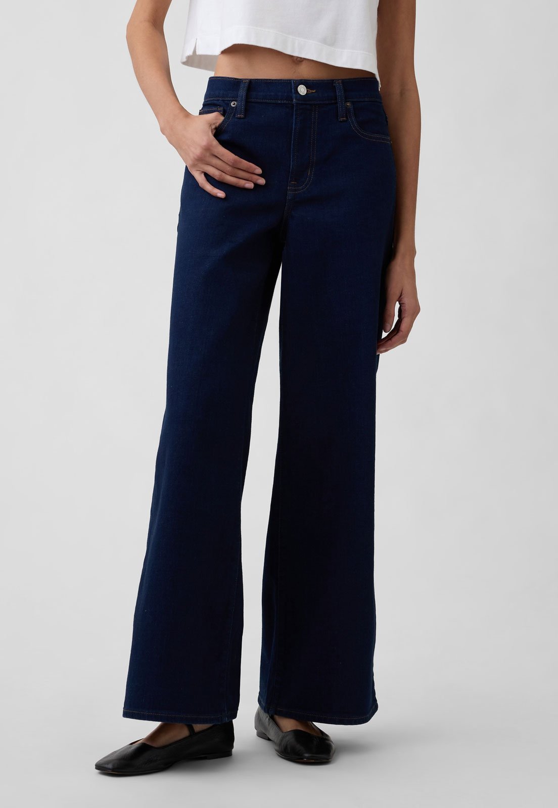 Calça Feminina GAP Wide Leg Jeans Azul Escuro