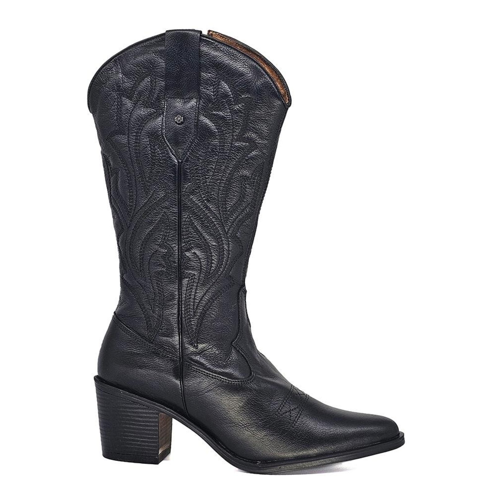 Bota Feminina NWE013 Couro Preto Incolor