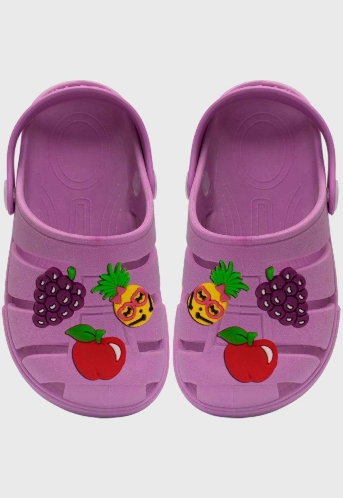 Vista 3 Infantil - Sandalia Babuche Popidi Frutas Lilas Pópidí lilás