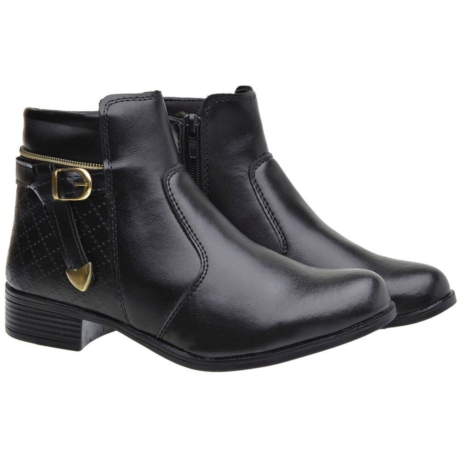 Bota Coturno Mr Try Shoes Cano Curto Salto Baixo Preto