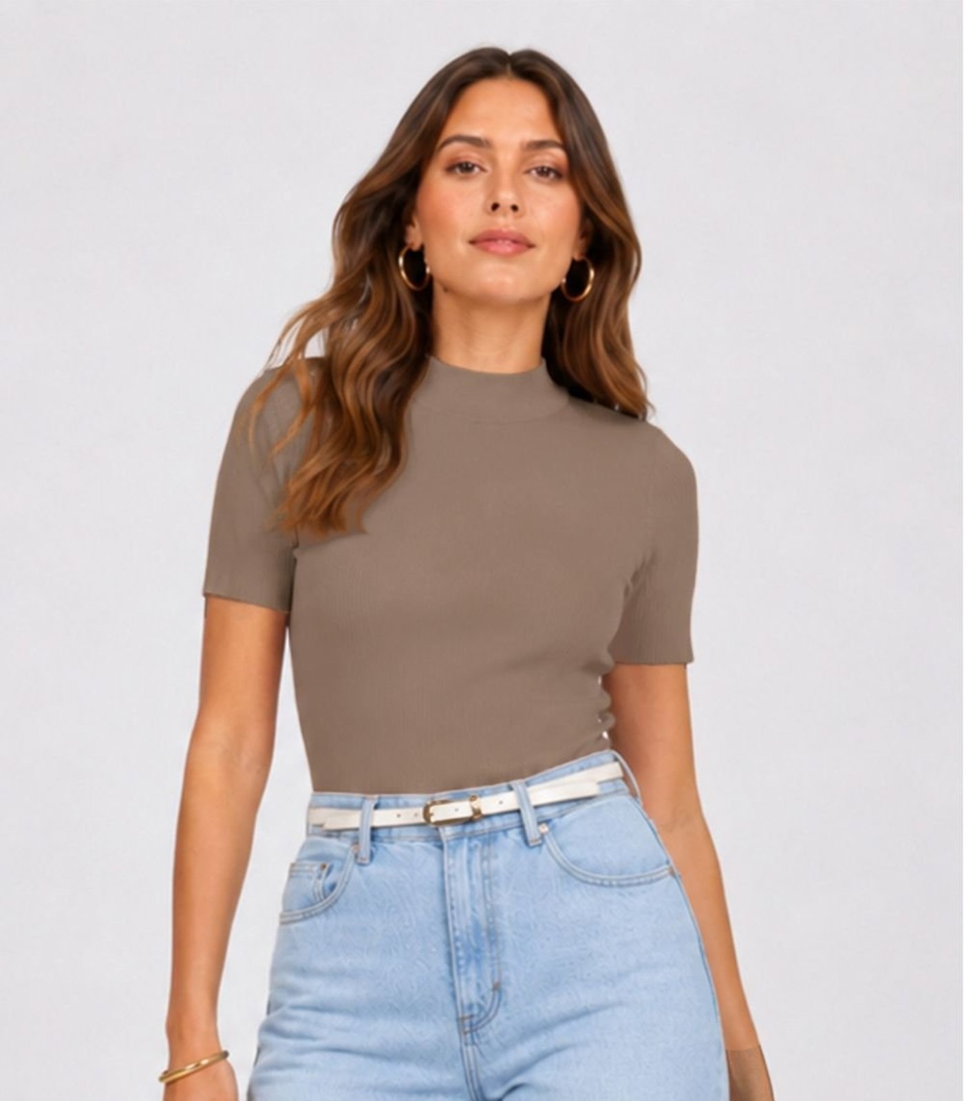 Blusa Feminina Manga Curta Infinita Cor Marrom