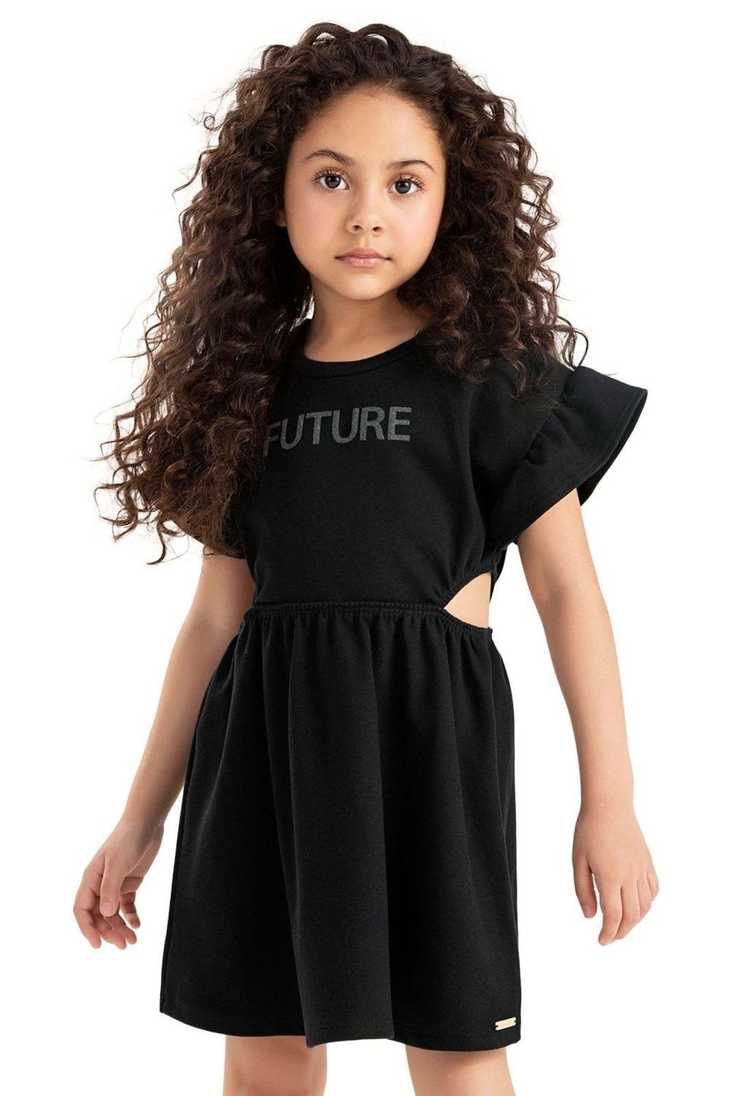Infantil – Vestido Menina Recorte Lateral Colorittá Preto