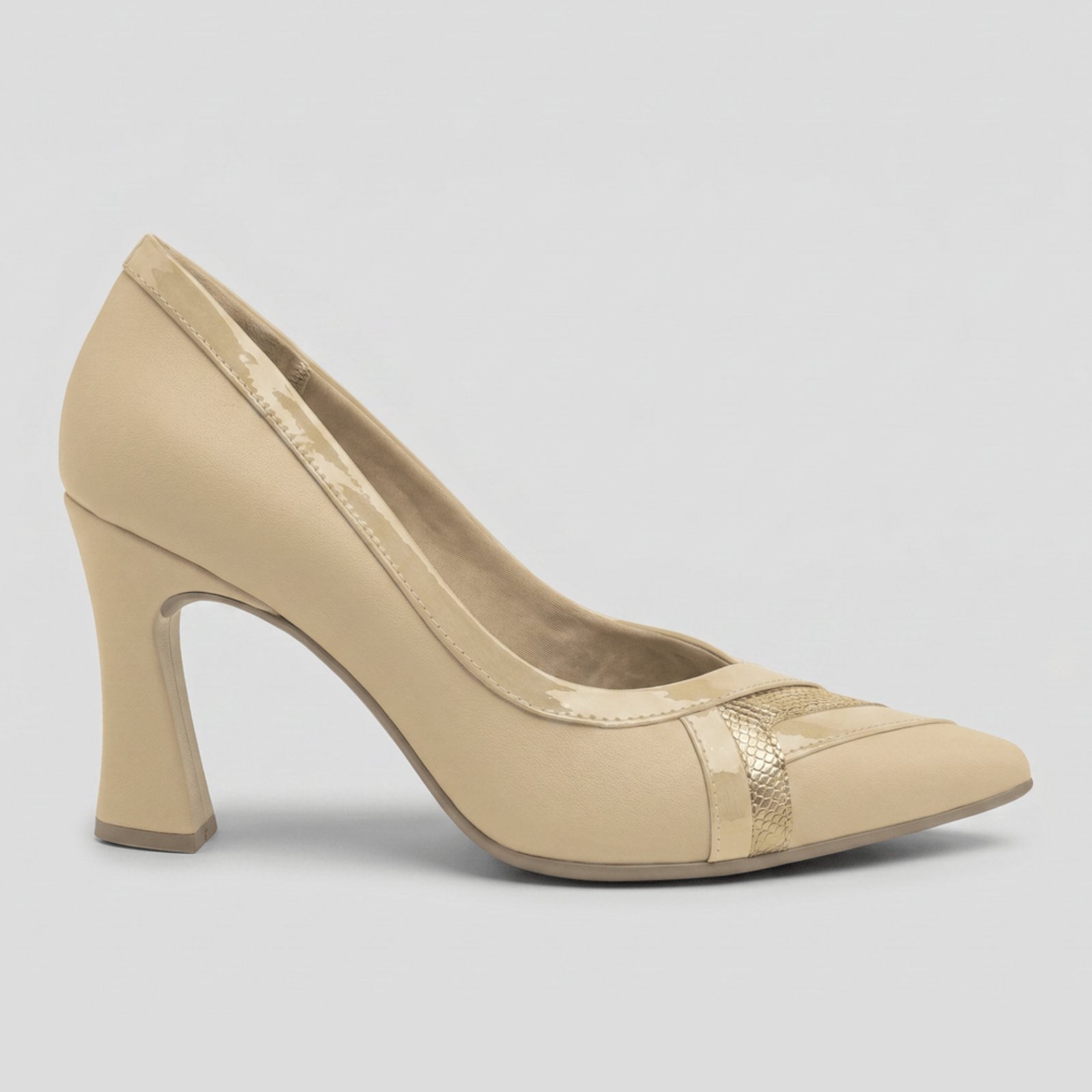 Scarpin Silvana Salto Alto Brule com Ouro