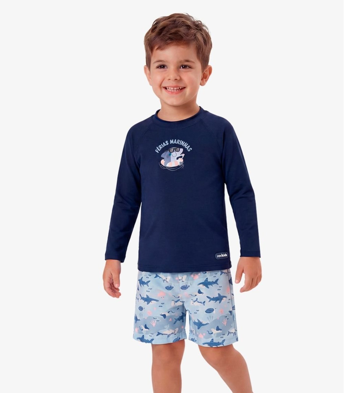 Conjunto Verão Menino Manga Comprida Rovi Azul