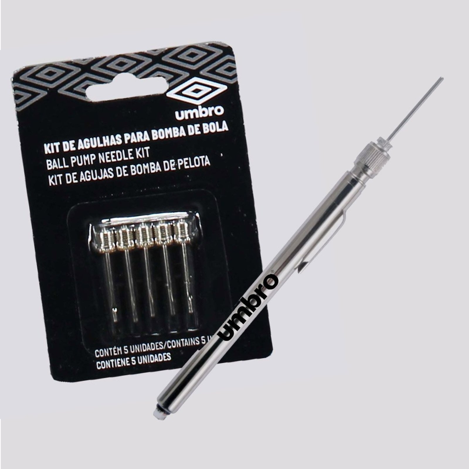 Kit Umbro Calibrador Caneta + Agulhas para Bomba de Ar