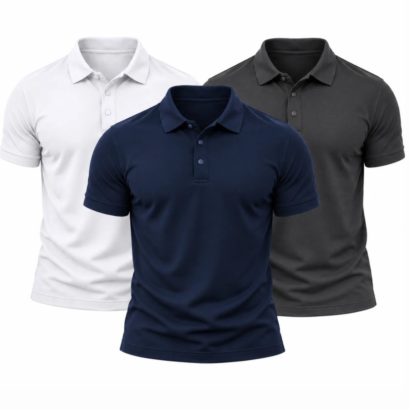 Kit 3 Camisas Polo Poliamida Masculina Básica Premium Colorido