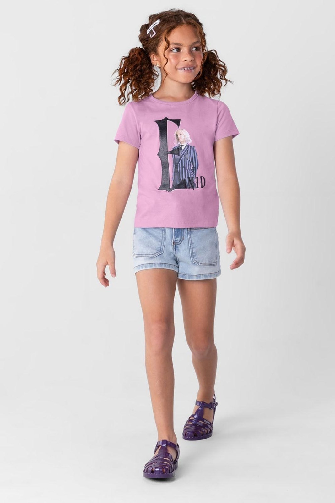 Infantil - Blusa Wandinha menina em malha Brandili Rosa