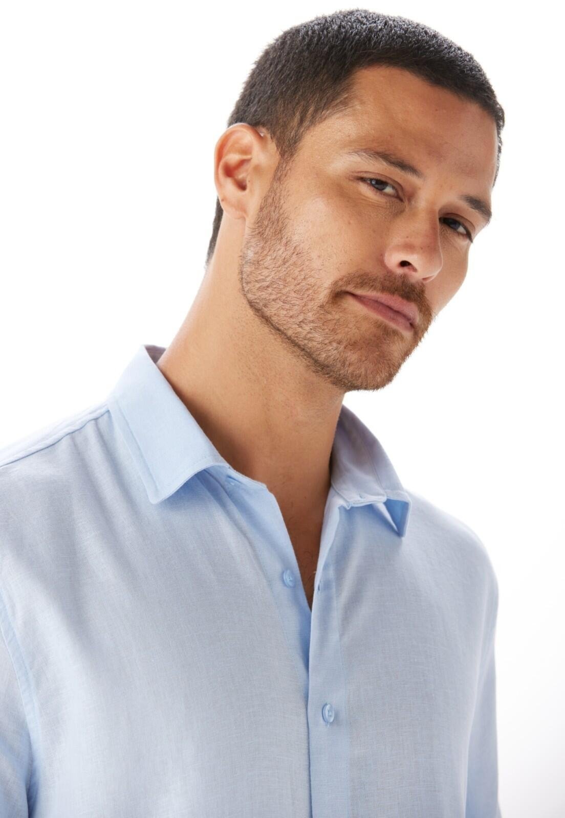 Camisa Linho Regular Traymon – Azul Claro – Xgg