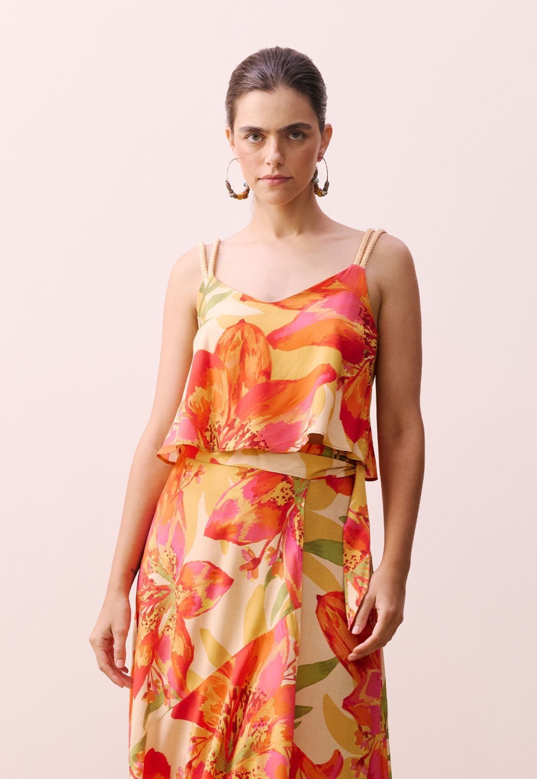 Cropped Alça Corda Estampado Carimbó