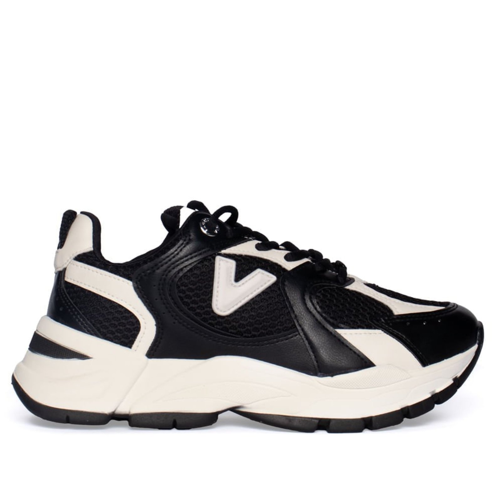 Tênis Feminino Via Marte Casual Napa com Tela Preto/Off White